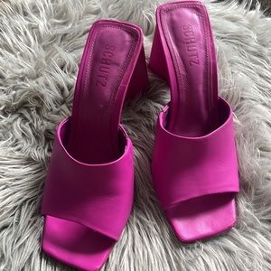 Schutz Lizah Nappa Leather Sandal in Very Pink